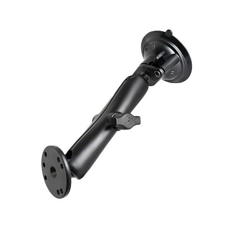 RAM Twist-Lock™ Suction Mount with Double Socket Arm and Round Base w/ AMPs hole (RAM-B-166-C-202U) - RAM Mount Malaysia