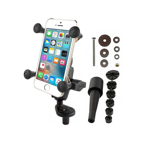 RAM Fork Stem Mount with Double Socket Arm & Universal RAM X-Grip Phone Cradle (RAM-B-176-A-UN7U) - RAM Mount Malaysia